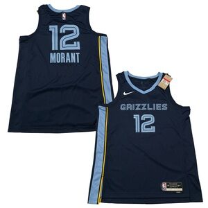 Nike JA MORANT 12 Size L Navy-Blue Basketball Jersey (Retail Price $120)